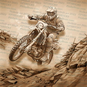 3D Illusion | Laser Burn PNG Digital File | Perfect for Engraving | Laser Ready | Instant Download | Dirt Bike | Motorcycle | Motocross