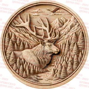 3D Illusion | Laser Burn PNG Digital File | For Engraving | Laser Ready | Instant Download | Elk