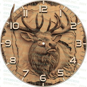 3D Illusion | Laser PNG Digital File | For Engraving | Laser Ready | Instant Download | Clock | Elk