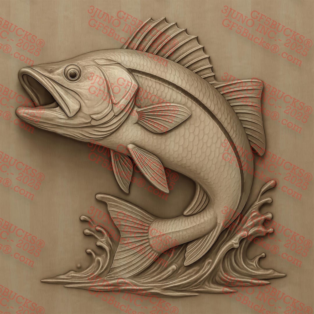 3D Illusion Snook PNG – Jumping Saltwater Fish Laser Engraving Design ...