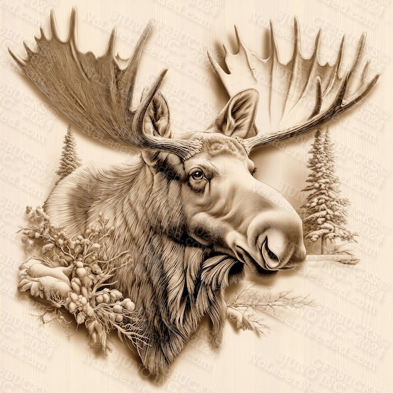 Moose 3D Illusion Laser Engraving PNG Design | PNG | 14x14 - Etsy