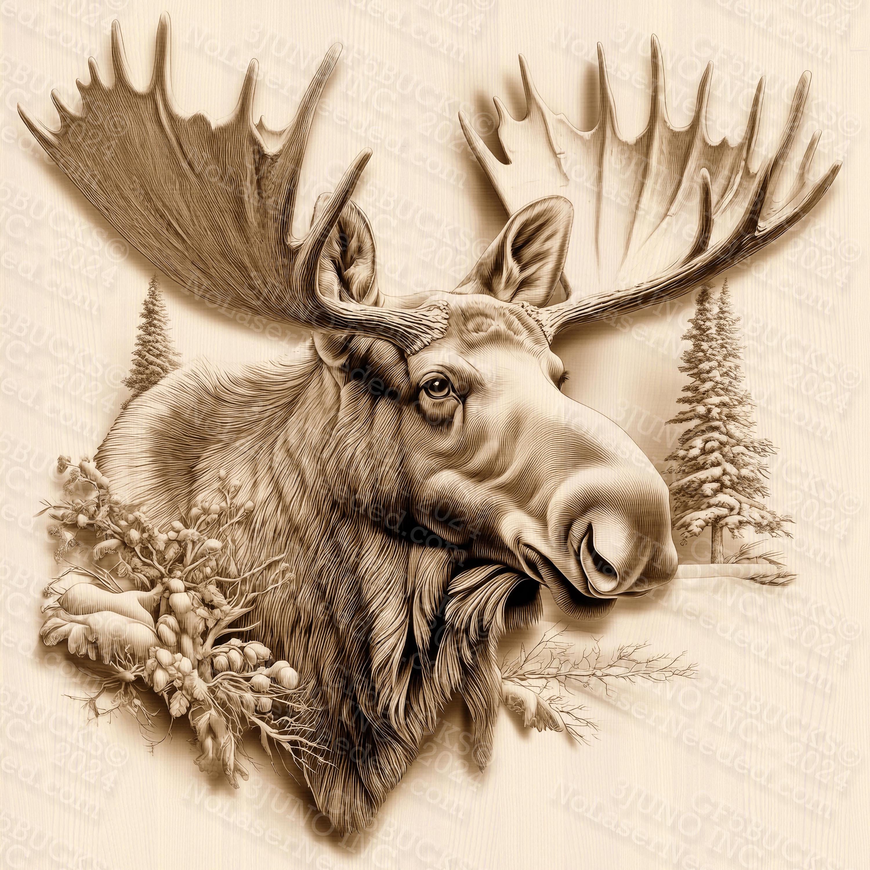 Moose 3D Illusion Laser Engraving PNG Design | PNG | 14x14 - Etsy