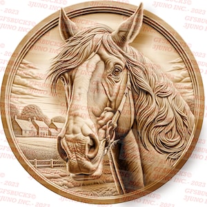 Horse Ranch 3D Illusion Digital File - Laser Engraving Ready (Instant Download, PNG)