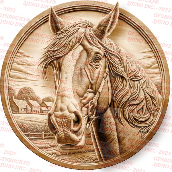 Horse Ranch 3D Illusion Digital File - Laser Engraving Ready (Instant Download, PNG)