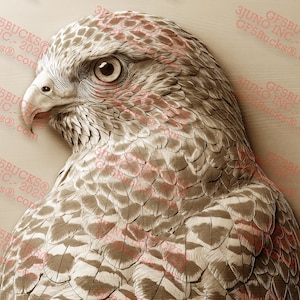 Falke 3D Illusion Laser Gravur PNG (14x11,5 in) – GF5Bucks® Wildtier gravierte Kunst