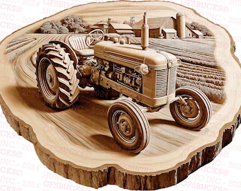 Tractor Farm Ranch Laser Burn PNG 3D Illusion Digital Design, Rustic Farmhouse Decor, Country Home Art, DIY Wood Burning Template