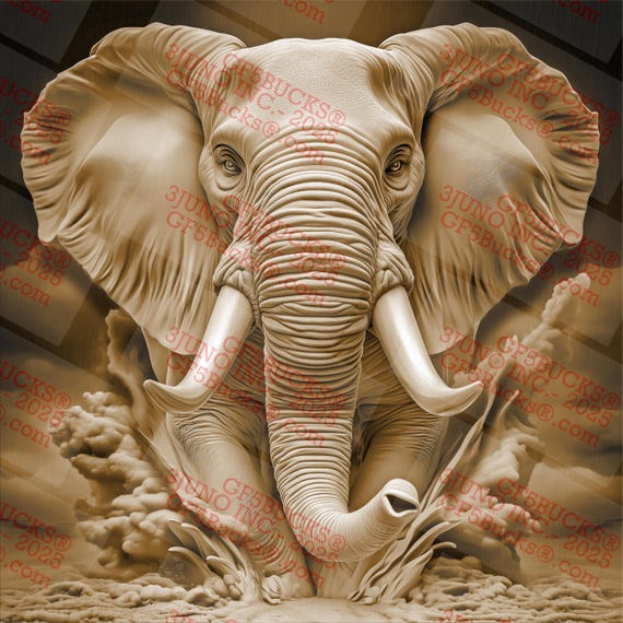 Elephant 3D Illusion PNG Laser Engraving File Gf5bucks® | Digital