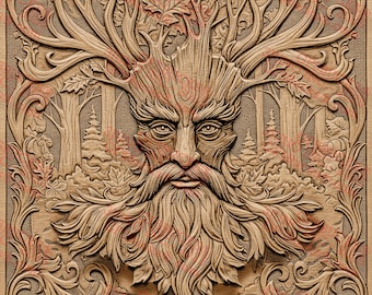 Tree Man 3D-illusie PNG-lasergravurebestand GF5Bucks® | Bosgeest | PNG | 14 x 14"
