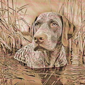 Digital Dog - GSP Hunting Dog: Adorable Dog Illustration | 3D Illusion | Laser Engrave | Laser Burn