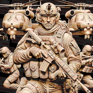 Laser Burn PNG | 3D Illusion | Engrave | Laser Ready | Digital Design File | Military with Air Support | USA | Patriotic
