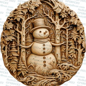 3D Illusion | Laser Burn PNG Digital File | Perfect for Engraving | Laser Ready Design | Instant Download | Christmas | Snowman