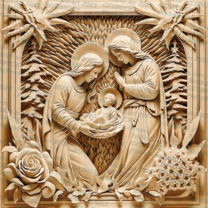 3D Illusion | Laser Burn PNG Digital File | Perfect for Engraving | Laser Ready | Instant Download | Angelic | Religion | Church | Christmas