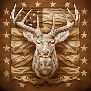 3D Illusion | Laser Burn PNG Digital File | Perfect for Engraving | Laser Ready | Instant Download | Deer | Flag | Mule | White Tail | Buck
