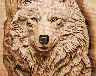 3D Illusion | Laser Burn PNG Digital File | Perfect for Engraving | Laser Ready | Instant Download | Wolf II | Red Wolf | Arctic Wolf | Grey