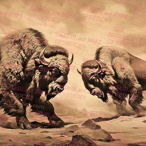 Laser Brennen PNG | 3D Illusion | Gravur | Laserbereit | Digitale Designdatei | Büffel | Bison | Kämpfen