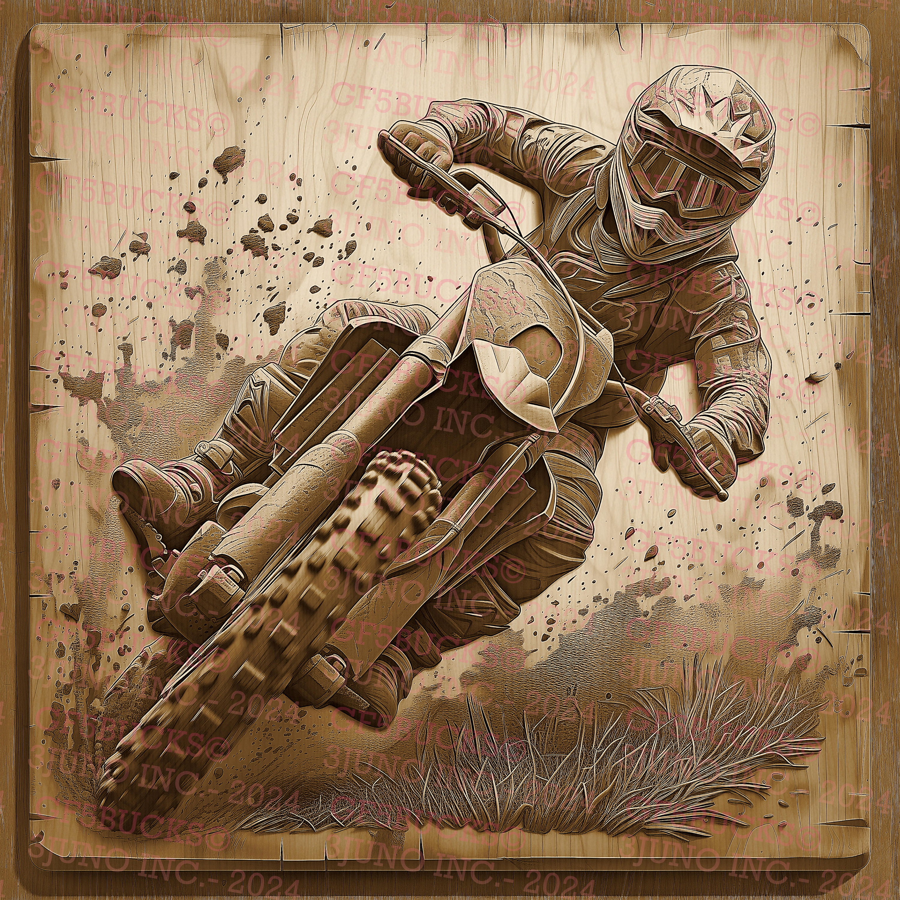 3D Illusion Motocross, Dirt Bike - Instant Download PNG File for