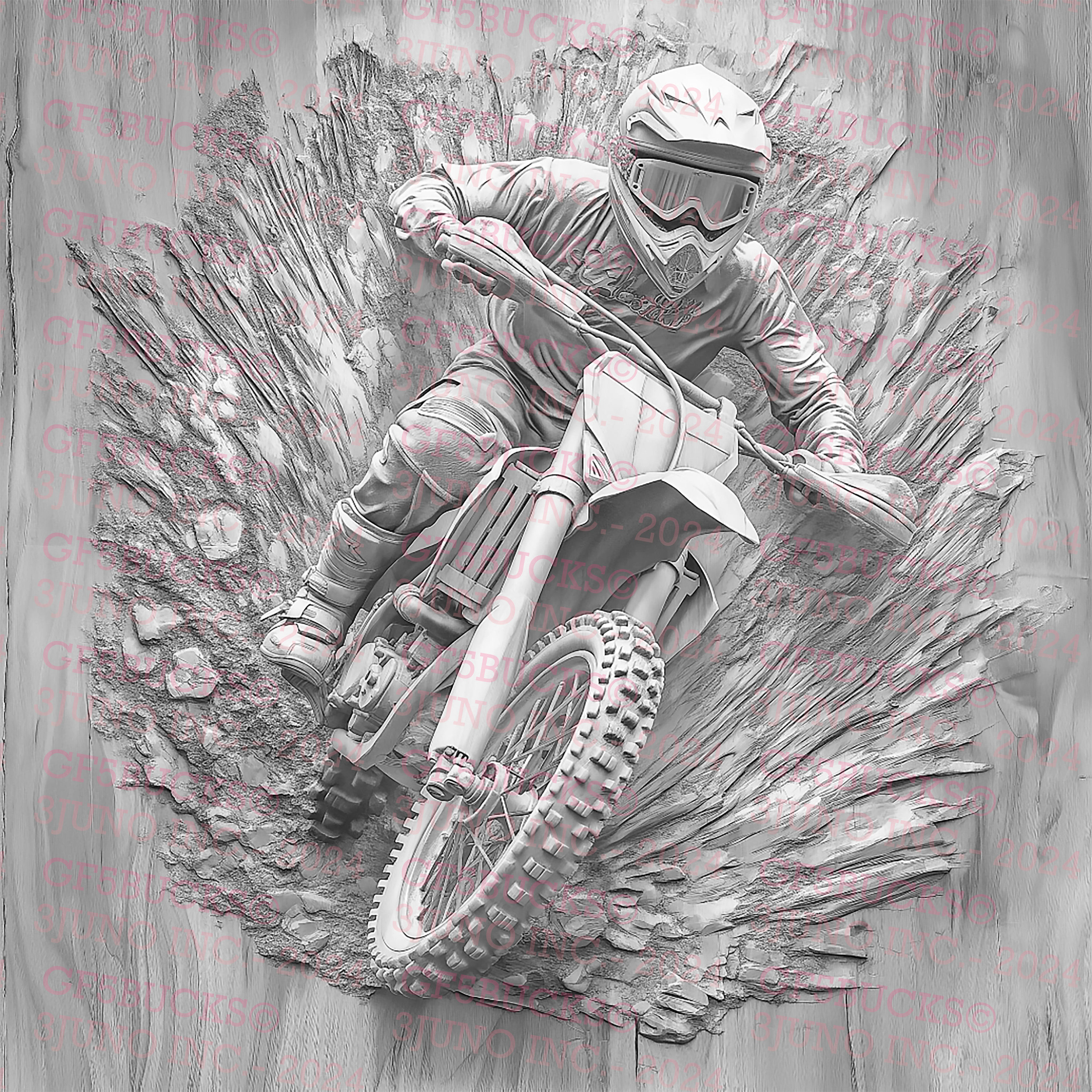 3D Illusion Motocross, Dirt Bike - Instant Download PNG File for