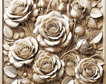 Roses and Spray Flowers 3D Illusion Digital File | Laser Ready | Beautiful Bouquet