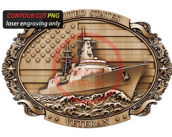 3D Illusion US Maritime Armed Forces Veteran Art for Laser Engraving | PNG Digital File | 14.00x9.70 Inch | GF5Bucks®