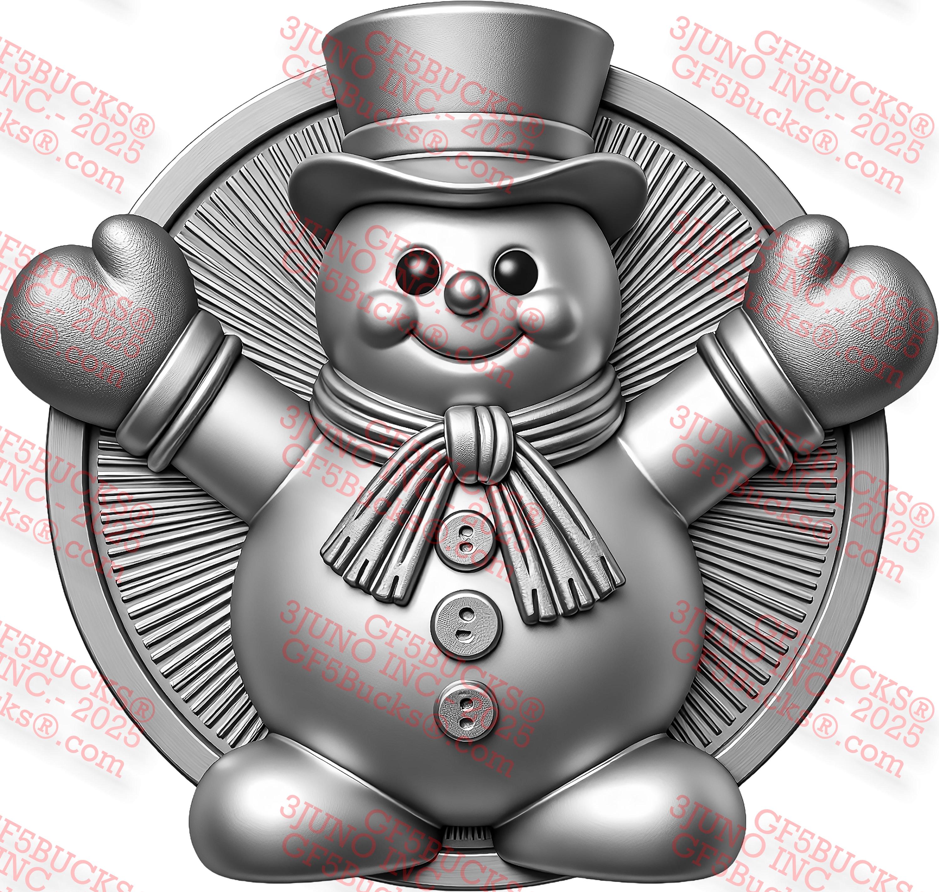 3D Illusion Snowman PNG – Sculpted Holiday Wall Art – 13.98x13.28