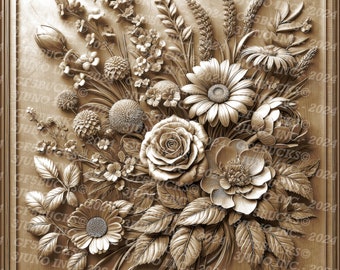 3D Illusion | Laser Burn PNG Digital File | For Engraving | Laser Ready | Instant Download | Flowers | Roses | Spray | Beautiful | Bouquet