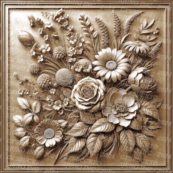 3D Illusion | Laser Burn PNG Digital File | For Engraving | Laser Ready | Instant Download | Flowers | Roses | Spray | Beautiful | Bouquet