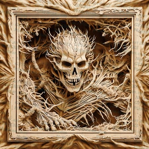 Rustic Skeleton in Steampunk Style - 3D Illusion PNG for Laser Engraving, Instant Download, Laser Ready