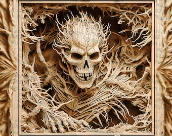 Rustic Skeleton in Steampunk Style - 3D Illusion PNG for Laser Engraving, Instant Download, Laser Ready