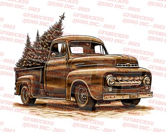 Laser Burn PNG | 3D Illusion | Engrave | Laser Ready | Digital Design File | Santa Claus | Christmas Tree | Pickup Truck | Retro