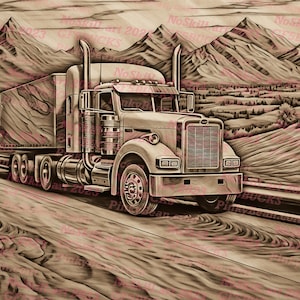Laser Burn PNG | 3D Illusion | Engrave | Laser Ready | Digital Design File | Big Rig | Tractor Trailer | Semi