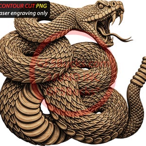 3D Illusion Rattlesnake Art for Laser Engraving | PNG Digital File | 14x12.9 Inches | GF5Bucks®