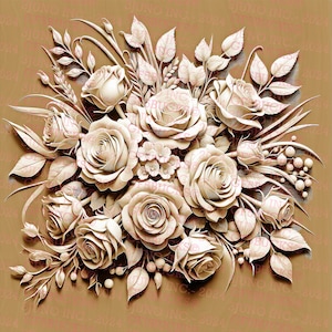 Rosen Blumen, Hochzeitsstrauß - Laser Brennen PNG | 3D Illusion | Gravur | Laserbereit | Digitales Design Datei