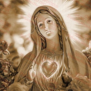 Illusione 3D / File digitale PNG Laser Burn / Laser Ready / Download immediato / Cuore Immacolato di Maria / Religioso / 14x10.5