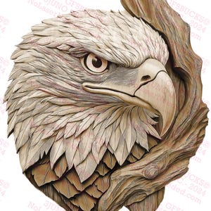 3D Illusion Bald Eagle Artwork – Detailed Eagle Design for Laser Engraving | 12.25x13.75