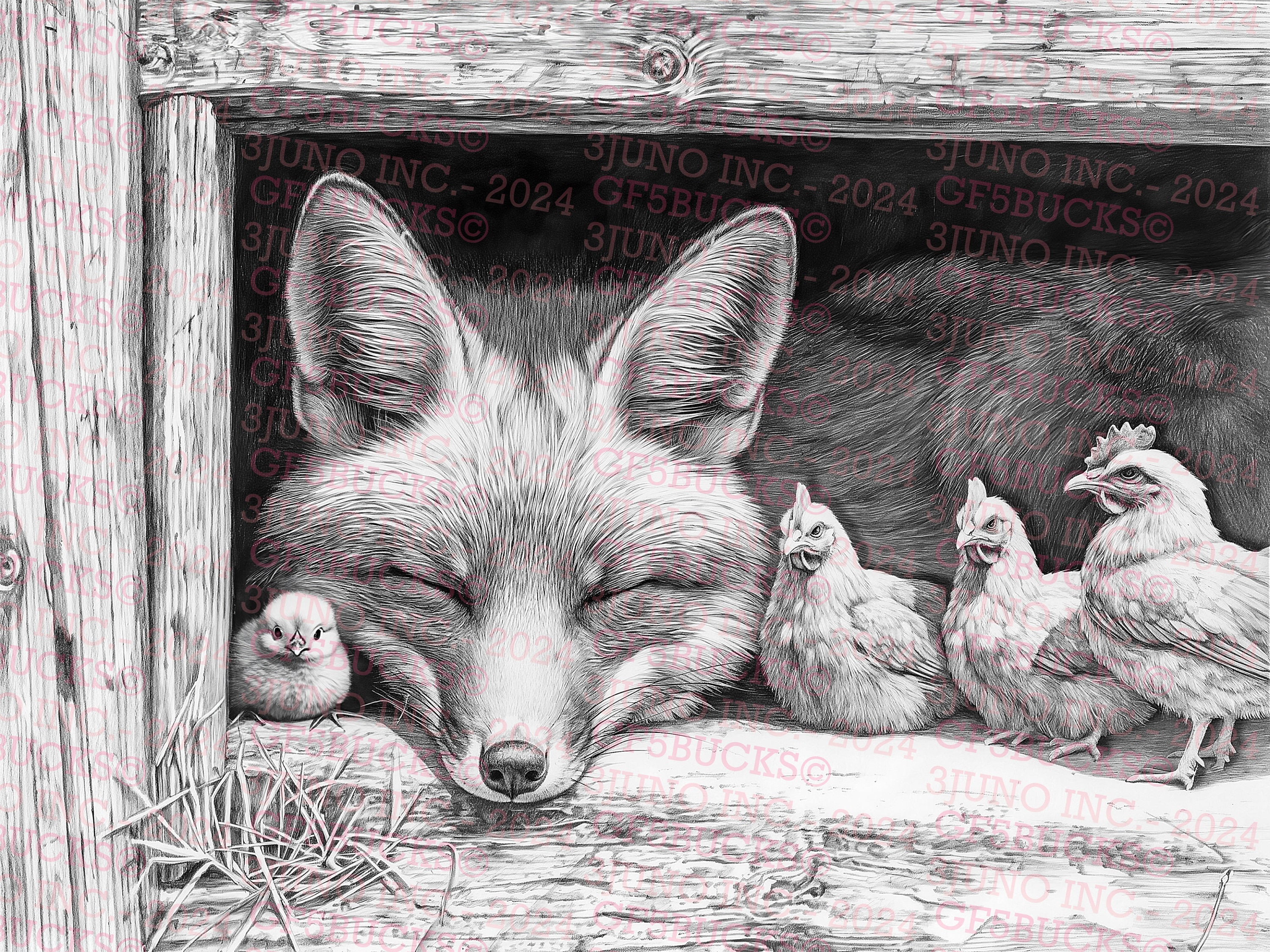 Fox in the Hen House - Laser Burn PNG | 3D Illusion | Engrave