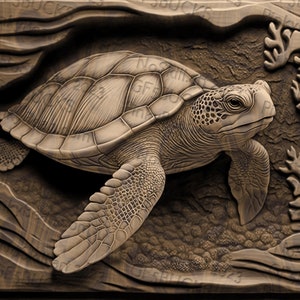 Sea Turtle Serenity: 3D Illusion PNG Digital Design File for Laser Engraving, Laser Ready, Instant Download