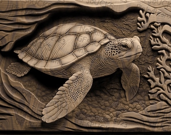 Laser Burn PNG | 3D Illusion | Engrave | Laser Ready | Digital Design File | Turtle | Sea Turtle