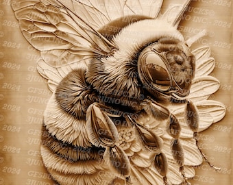 3D Illusion | Laser Burn PNG Digital File | For Engraving | Laser Ready | Instant Download | Bee | Honeybee | Bumblebee