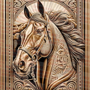 illusion 3D | Fichier numérique PNG de gravure au laser | Parfait pour la gravure | Prêt pour le laser | Téléchargement instantané | Cheval | Ambiance chicano II | Faux encadré