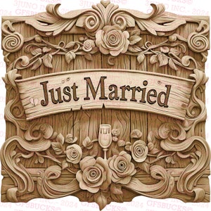Recién casados, boda: archivo PNG grabado con láser, ilusión 3D, grabado, listo para láser, diseño digital