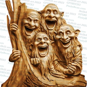 3D Illusion | Laser Burn PNG Digital File | Perfect for Engraving | Instant Download | Gnomes | Tree People | Trolls