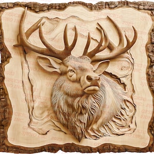 3D Illusion | Laser Burn PNG Digital File | Perfect for Engraving | Live Edge Look | Instant Download | Elk II