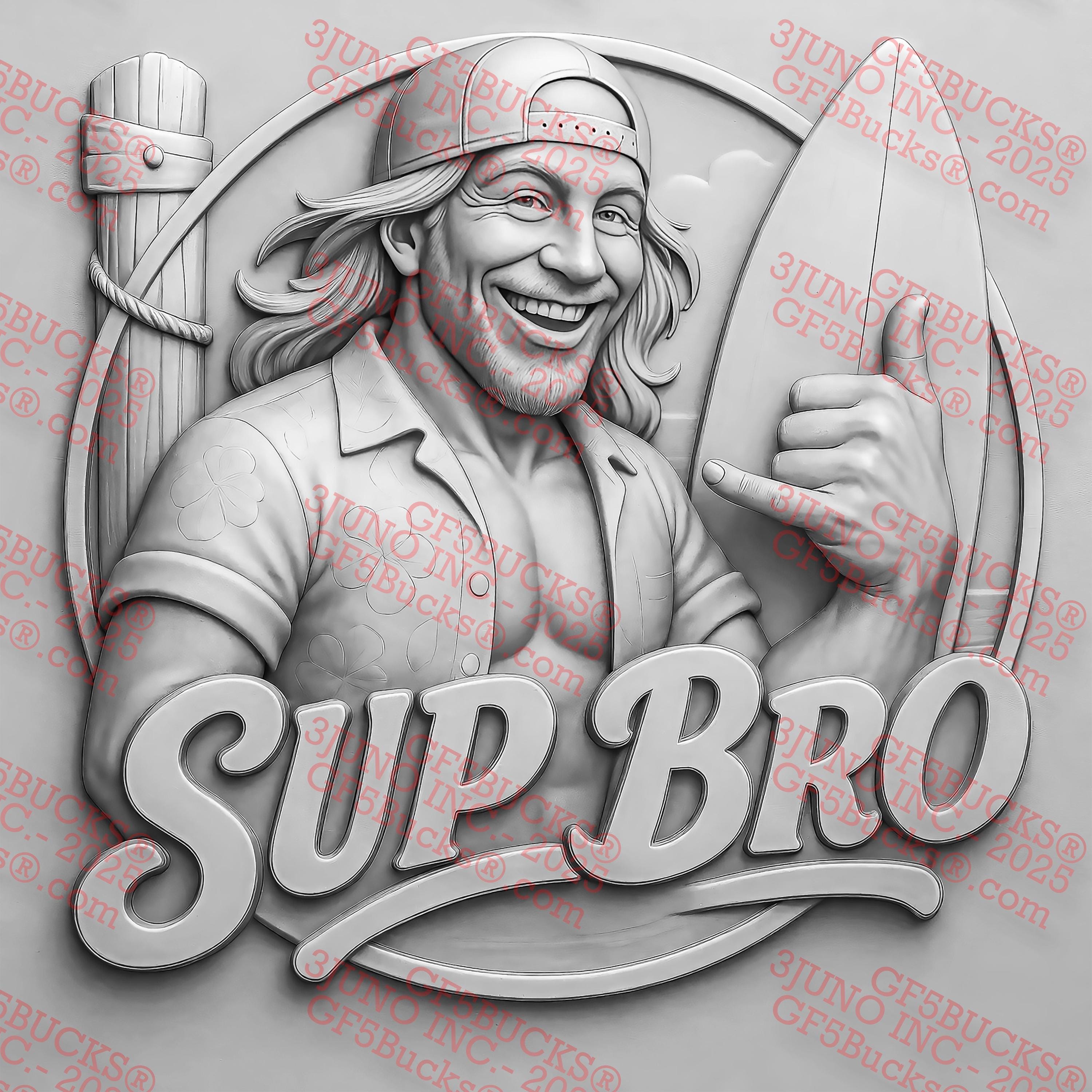3D Illusion SUP BRO PNG – Surfer Dude Laser Engraving Design – Chill ...