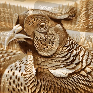 3D Illusion | Laser PNG Digital File | For Engraving | Laser Ready | Instant Download | Pheasant