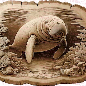 Florida Manatee - Lasergravur | 3D Illusion | Gravur | Laserbereit | Digitales Design Datei