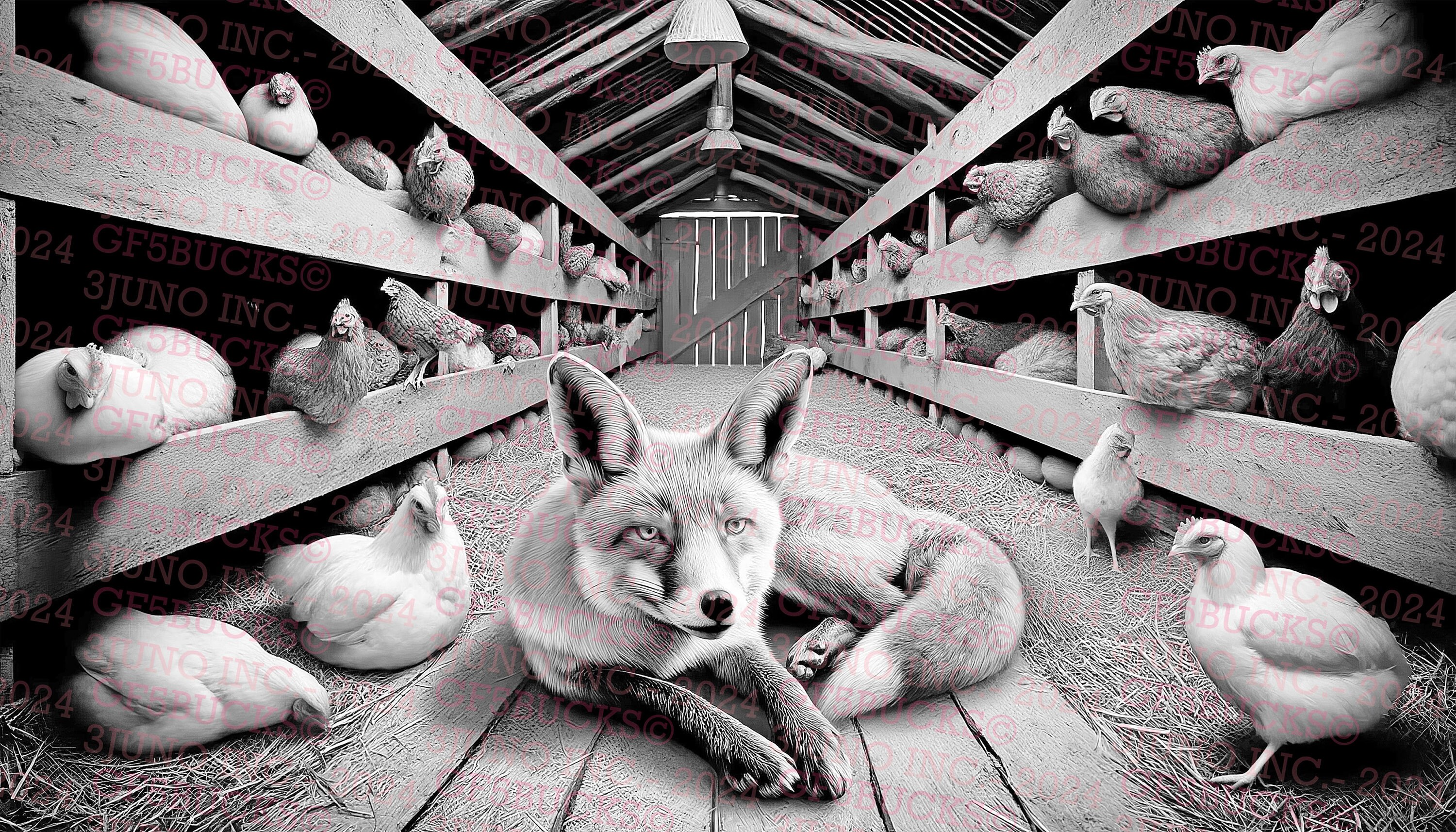 Fox in the Hen House - Laser Burn PNG | 3D Illusion | Engrave