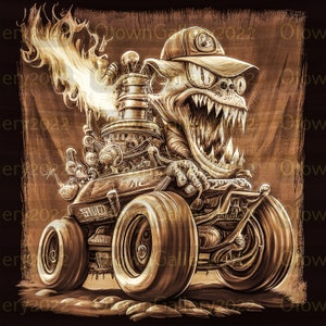 Laser Brennen PNG | 3D Illusion | Gravur | Laserbereit | Digitale Designdatei | Rad Stab | Kartoon Hot Rod