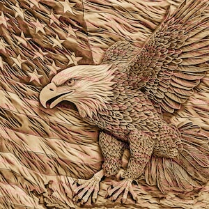 Laser Burn PNG | 3D Illusion | Engrave | Laser Ready | Digital Design File | Bald Eagle | Freedom | Flag | USA | Patriotic
