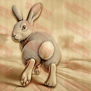 Lapin illusion 3D PNG - Lapin en mouvement avec vue arrière pour gravure au laser - Motif animalier fantaisiste - 35 x 35 cm - GF5Bucks®