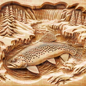Speckled River Trout - Instant Download Digital File for 3D Illusion Laser Engraving, Perfect for Lake and River Themes